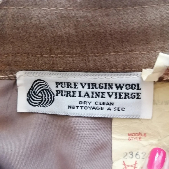 Vintage Newport Pure Virgin Wool Camel Tan Midi Skirt with Belt and Pockets XS - Picture 14 of 16